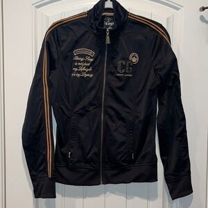Coogi black zip embroidered track jacket hip hop street Y2K Large